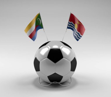Komoros - Kiribati Futbol Bayrakları, Beyaz Arkaplan - 3D Render