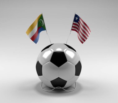 Komoros - Liberya Futbol Bayrakları, Beyaz Arkaplan - 3D Render