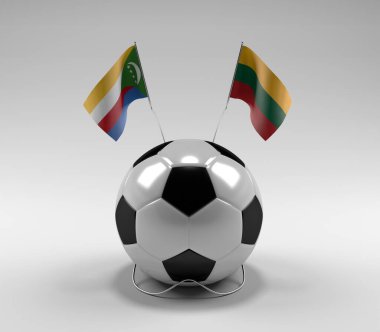 Komoros - Litvanya Futbol Bayrakları, Beyaz Arkaplan - 3D Render