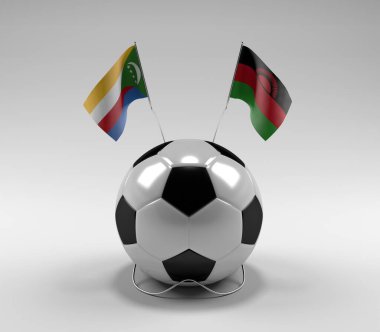 Komoros - Malawi Futbol Bayrakları, Beyaz Arkaplan - 3D Render