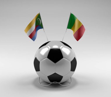 Komoros - Mali Futbol Bayrakları, Beyaz Arkaplan - 3D Render