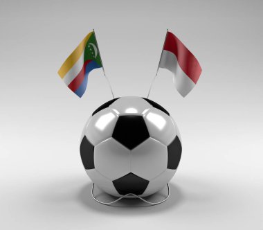 Komoros - Monako Futbol Bayrakları, Beyaz Arkaplan - 3D Render