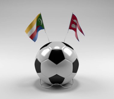 Komoros - Nepal Futbol Bayrakları, Beyaz Arkaplan - 3D Render