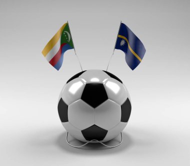Komoros - Nauru Futbol Bayrakları, Beyaz Arkaplan - 3D Render