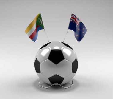 Komorolar - Yeni Zelanda Futbol Bayrakları, Beyaz Arkaplan - 3D Render