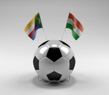 Komoros - Nijer Futbol Bayrakları, Beyaz Arkaplan - 3D Render