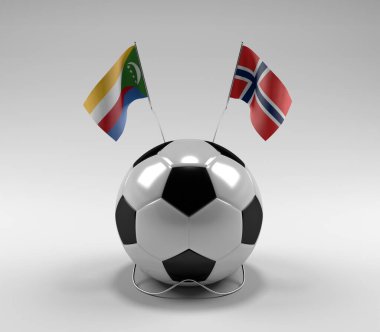 Komoros - Norveç Futbol Bayrakları, Beyaz Arkaplan - 3D Render