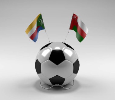 Komoros - Umman Futbol Bayrakları, Beyaz Arkaplan - 3D Render