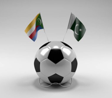Komoros - Pakistan Futbol Bayrakları, Beyaz Arkaplan - 3D Render
