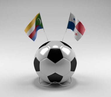 Komoros - Panama Futbol Bayrakları, Beyaz Arkaplan - 3D Render