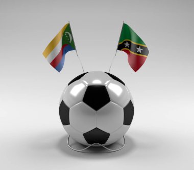Komoros - Saint-Kitts-and-Nevis Futbol Bayrakları, Beyaz Arkaplan - 3D Render