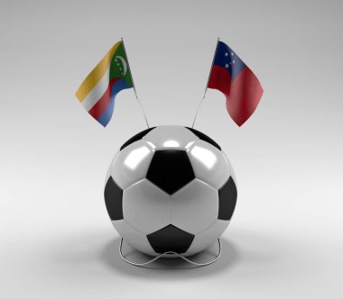 Komoros - Samoa Futbol Bayrakları, Beyaz Arkaplan - 3D Render