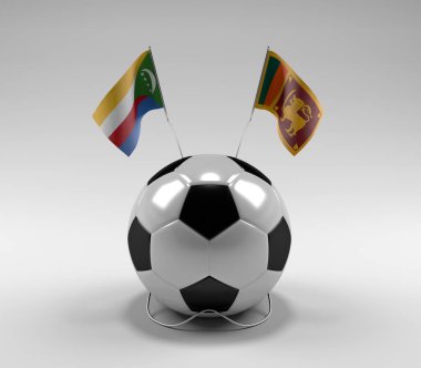 Komoros - Sri-Lanka Futbol Bayrakları, Beyaz Arkaplan - 3D Render