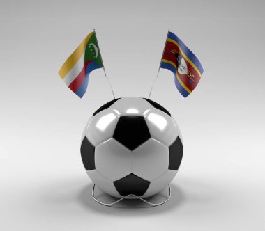 Komoros - Svaziland Futbol Bayrakları, Beyaz Arkaplan - 3D Render