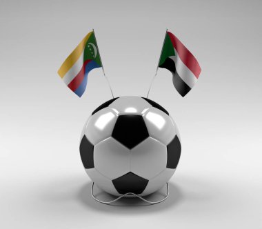 Komoros - Sudan Futbol Bayrakları, Beyaz Arkaplan - 3D Render