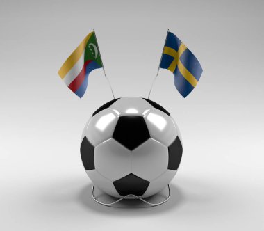 Komoros - İsveç Futbol Bayrakları, Beyaz Arkaplan - 3D Render