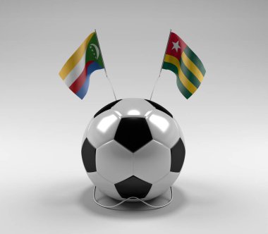 Komoros - Togo Futbol Bayrakları, Beyaz Arkaplan - 3D Render