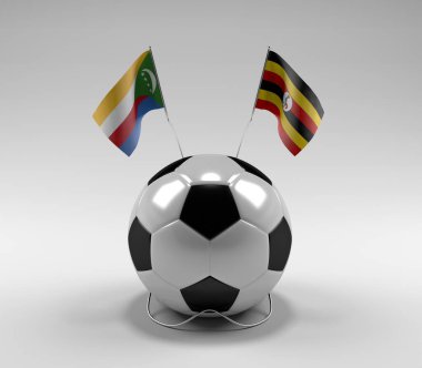 Komoros - Uganda Futbol Bayrakları, Beyaz Arkaplan - 3D Render