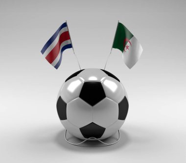 Costa-Rica - Cezayir Futbol Bayrakları, Beyaz Arkaplan - 3D Render