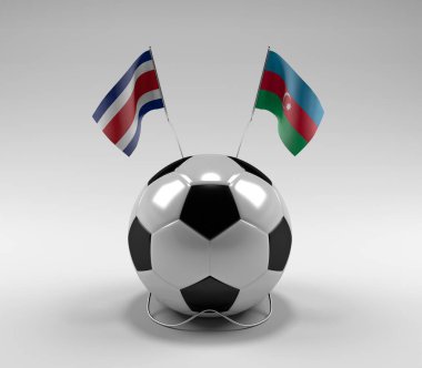 Kosta Rika - Azerbaycan Futbol Bayrakları, Beyaz Arkaplan - 3D Render
