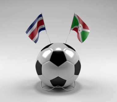 Kosta Rika - Burundi Futbol Bayrakları, Beyaz Arkaplan - 3D Render