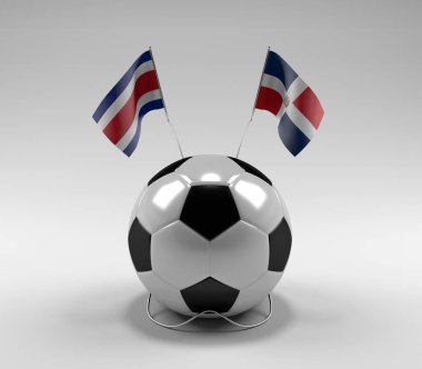 Kosta Rika - Dominik Cumhuriyeti Futbol Bayrakları, Beyaz Arkaplan - 3D Render