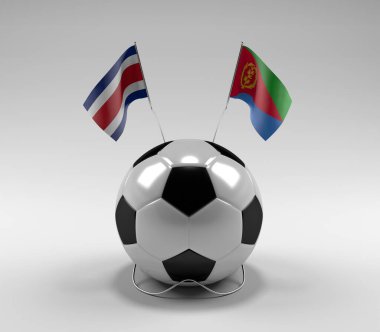 Kosta Rika - Eritre Futbol Bayrakları, Beyaz Arkaplan - 3D Render