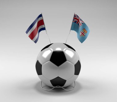 Kosta Rika - Fiji Futbol Bayrakları, Beyaz Arkaplan - 3D Render