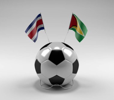 Kosta Rika - Guyana Futbol Bayrakları, Beyaz Arkaplan - 3D Render