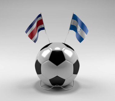 Kosta Rika - Honduras Futbol Bayrakları, Beyaz Arkaplan - 3D Render