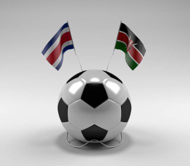 Kosta Rika - Kenya Futbol Bayrakları, Beyaz Arkaplan - 3D Render