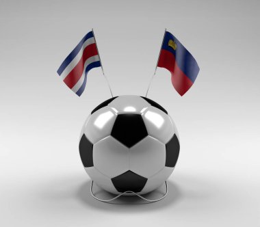 Costa-Rica - Lihtenştayn Futbol Bayrakları, Beyaz Arkaplan - 3D Render