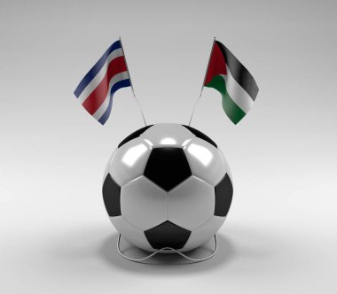 Kosta Rika - Filistin Futbol Bayrakları, Beyaz Arkaplan - 3D Render