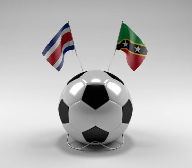 Costa-Rica - Saint-Kitts-and-Nevis Futbol Bayrakları, Beyaz Arkaplan - 3D Render