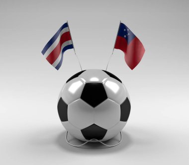 Kosta Rika - Samoa Futbol Bayrakları, Beyaz Arkaplan - 3D Render