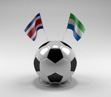 Kosta Rika - Sierra-Leone Futbol Bayrakları, Beyaz Arkaplan - 3D Render