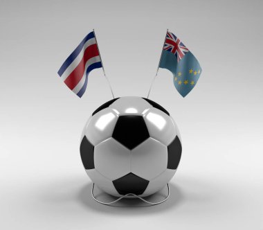 Kosta Rika - Tuvalu Futbol Bayrakları, Beyaz Arkaplan - 3D Render