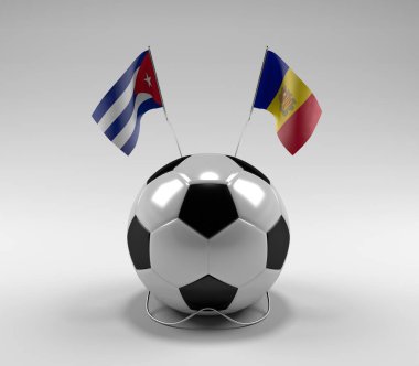 Küba - Andorra Futbol Bayrakları, Beyaz Arkaplan - 3D Render