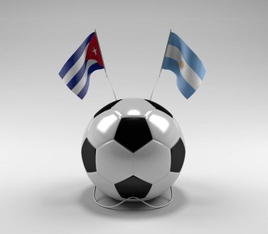 Küba - Arjantin Futbol Bayrakları, Beyaz Arkaplan - 3D Render