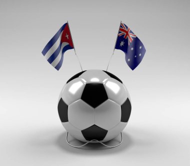 Küba - Avustralya Futbol Bayrakları, Beyaz Arkaplan - 3D Render