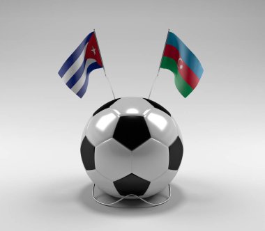 Küba - Azerbaycan Futbol Bayrakları, Beyaz Arkaplan - 3D Render