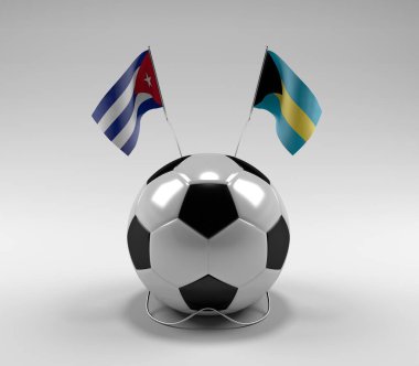 Küba - Bahamalar Futbol Bayrakları, Beyaz Arkaplan - 3D Render