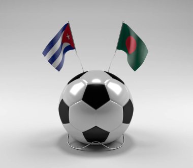 Küba - Bangladeş Futbol Bayrakları, Beyaz Arkaplan - 3D Render