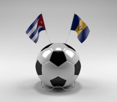 Küba - Barbados Futbol Bayrakları, Beyaz Arkaplan - 3D Render