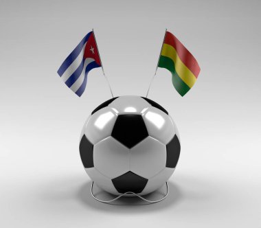 Küba - Bolivya Futbol Bayrakları, Beyaz Arkaplan - 3D Render