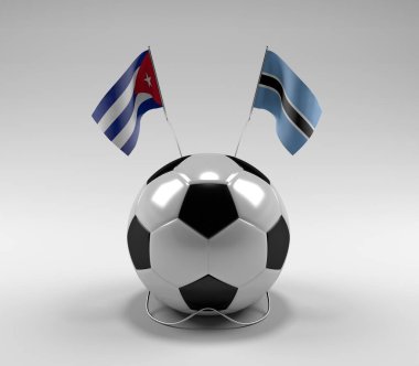 Küba - Botswana Futbol Bayrakları, Beyaz Arkaplan - 3D Render