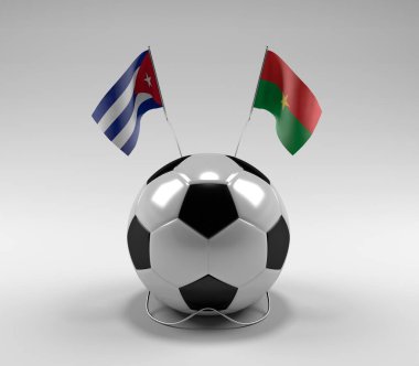 Küba - Burkina-Faso Futbol Bayrakları, Beyaz Arkaplan - 3D Render