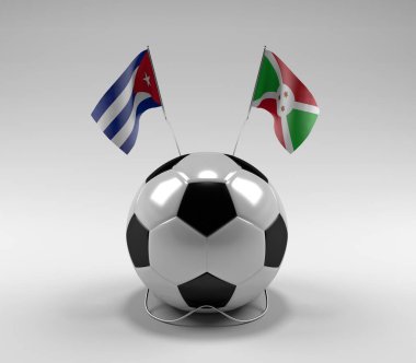 Küba - Burundi Futbol Bayrakları, Beyaz Arkaplan - 3D Render