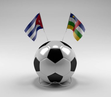 Küba - Orta Afrika Cumhuriyeti Futbol Bayrakları, Beyaz Arkaplan - 3D Render