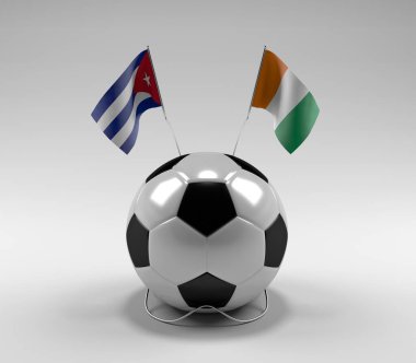 Küba - Cote-D-Fildişi Futbol Bayrakları, Beyaz Arkaplan - 3D Render